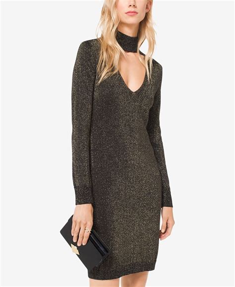 Michael Kors Metallic Choker Sweater Dress 